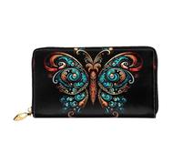 JDFHGNU Colorful Butterfly Pattern, Women'S Wallet, Long Clutch Wallet, Credit Card Holder Wallet, Travel Coin Purse, Black, One Size