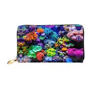 JDFHGNU Colorful Coral Pattern, Women'S Wallet, Long Clutch Wallet, Credit Card Holder Wallet, Travel Coin Purse, Black, One Size