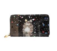 JDFHGNU Colorful Flower Cat Pattern, Women'S Wallet, Long Clutch Wallet, Credit Card Holder Wallet, Travel Coin Purse, Black, One Size