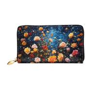 JDFHGNU Colorful Roses Pattern, Women'S Wallet, Long Clutch Wallet, Credit Card Holder Wallet, Travel Coin Purse, Black, One Size