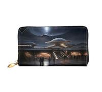 JDFHGNU Cool Future City Pattern, Women'S Wallet, Long Clutch Wallet, Credit Card Holder Wallet, Travel Coin Purse, Black, One Size