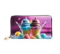JDFHGNU Cool Ice Cream Pattern, Women'S Wallet, Long Clutch Wallet, Credit Card Holder Wallet, Travel Coin Purse, Black, One Size