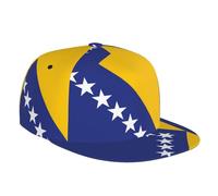 JDFHGNU Fashion Flat Brim Baseball Cap, Neutral Hip-Hop Style, Suitable for Daily Outing Outdoor Sports. Flag of Bosnia and Herzegovina Pattern. Black, Black, One size