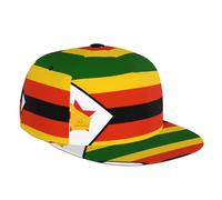 JDFHGNU Fashion Flat Brim Baseball Cap, Neutral Hip-Hop Style, Suitable for Daily Outing Outdoor Sports. Flag of Zimbabwe Pattern. Black, Black, One size