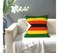 JDFHGNU Flag of Zimbabwe Pattern Pillow Covers, Square Sofa Pillow Covers, All Seasons Bed and Indoor Bedroom Living Room Decoration. 18"X18"