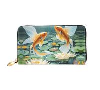 JDFHGNU Goldfish And Lotus Pattern, Women'S Wallet, Long Clutch Wallet, Credit Card Holder Wallet, Travel Coin Purse, Black, One Size