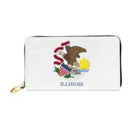 JDFHGNU Illinois State Flag Pattern, Women'S Wallet, Long Clutch Wallet, Credit Card Holder Wallet, Travel Coin Purse, Black, One Size