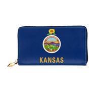 JDFHGNU Kansas State Flag Pattern, Women'S Wallet, Long Clutch Wallet, Credit Card Holder Wallet, Travel Coin Purse, Black, One Size