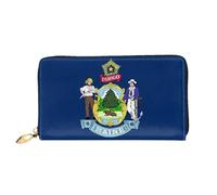 JDFHGNU Maine State Flag Pattern, Women'S Wallet, Long Clutch Wallet, Credit Card Holder Wallet, Travel Coin Purse, Black, One Size