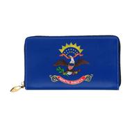 JDFHGNU North Dakota State Flag Pattern, Women'S Wallet, Long Clutch Wallet, Credit Card Holder Wallet, Travel Coin Purse, Black, One Size