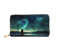 JDFHGNU Stargazing Cat Pattern, Women'S Wallet, Long Clutch Wallet, Credit Card Holder Wallet, Travel Coin Purse, Black, One Size