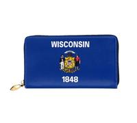 JDFHGNU Wisconsin State Flag Pattern, Women'S Wallet, Long Clutch Wallet, Credit Card Holder Wallet, Travel Coin Purse, Black, One Size