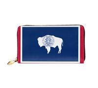 JDFHGNU Wyoming State Flag Pattern, Women'S Wallet, Long Clutch Wallet, Credit Card Holder Wallet, Travel Coin Purse, Black, One Size