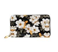 JDFHGNU Yellow Background Flowers Pattern, Women'S Wallet, Long Clutch Wallet, Credit Card Holder Wallet, Travel Coin Purse, Black, One Size