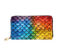 JDFHGNU Yellow, Blue And Red Scales Pattern, Women'S Wallet, Long Clutch Wallet, Credit Card Holder Wallet, Travel Coin Purse, Black, One Size