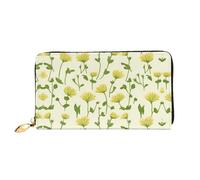 JDFHGNU Yellow Chrysanthemum Pattern, Women'S Wallet, Long Clutch Wallet, Credit Card Holder Wallet, Travel Coin Purse, Black, One Size