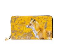 JDFHGNU Yellow Flowering Fox Pattern, Women'S Wallet, Long Clutch Wallet, Credit Card Holder Wallet, Travel Coin Purse, Black, One Size