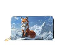 JDFHGNU Yellow Fox On The Mountain Pattern, Women'S Wallet, Long Clutch Wallet, Credit Card Holder Wallet, Travel Coin Purse, Black, One Size