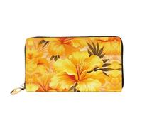JDFHGNU Yellow Leaf Flower Pattern, Women'S Wallet, Long Clutch Wallet, Credit Card Holder Wallet, Travel Coin Purse, Black, One Size