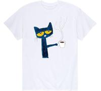 JDGAALML Pete The Cat - with Coffee - Men's Short Sleeve Graphic T-Shirt - Size Medium(Small)