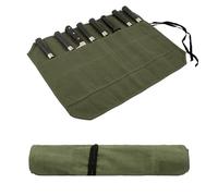JDGFH Knife Bag, Chef Knife Roll Bag, Knife Bag Chef's Knife with 8 Compartments for Knives and Spoons, Wax Canvas Knife Case Storage, Gifts for Pro Chefs or Culinary Enthusiasts, Green, Storage of