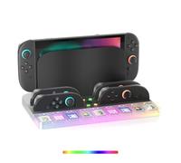 JDGPOKOO Charging Dock Station Compatible with Nintendo Switch 2 Joy-Con Controller Charger, Switch 2 Storage Stand Organizer with 7 RGB Lights, 9 Game Slots, Heat Dissipation Slot with USB Cable