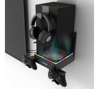 JDGPOKOO Wall Mount with Cooling Fan for Xbox Series X, 4 in 1 Wall Mount Kit for Xbox Series X, 3 Speed Low Noise Fan with RGB Light Strip & Touch Switch, 3 USB Port Controller & Headphone Holder
