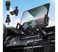 JDHDL Wireless Car Charger Mount, 15W Dual Coil One-Touch Rotatable Car Phone Holder Wireless Charger for Samsung Galaxy Z Fold 7/6/5/4/3/2, Z Flip, S25/S24/S23/S22, iPhone, Car Charger Included