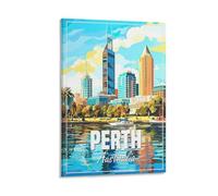 Jdheeh Vintage Perth Australia Travel Posters Canvas Art Poster Wall Decor Posters 08x12inch(20x30cm)