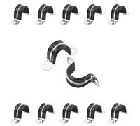 JDHGSHL 3/4 Inch Reinforced Rigid Pipe Strap, 2 Holes U Bracket Cable Clamp Hanger, Rubber Cushioned Insulated Clamp, Conduits Strap Clamps for Pipe Fixing on Various Surfaces, 10 PCS(20mm)