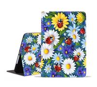 JDHJFBFJNP Case for iPad (A16) 11th Generation 11 Inch 2025, iPad 10th Generation 10.9 Inch 2022, Premium PU Leather Stand Folio Cover with Auto Sleep/Wake, Daisy Flowers Ladybug