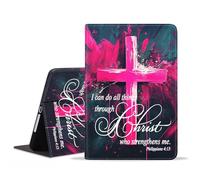 JDHJFBFJNP Case for iPad (A16) 11th Generation 11 Inch 2025, iPad 10th Generation 10.9 Inch 2022, Premium PU Leather Stand Folio Cover with Auto Sleep/Wake, Holy Cross Bible Verse Philippians 4:13