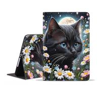 JDHJFBFJNP Case for iPad Air 13 Inch (M2) 2024/iPad Pro 12.9 Inch 6th/5th/4th/3rd Gen 2022/2021/2020/2018, Premium PU Leather Stand Folio Cover with Auto Sleep/Wake, Black Cat Under The Moon