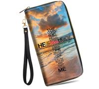 JDHJFBFJNP Women's Large Capacity Wallet PU Leather Zipper Clutch Purse for Cash/Card/Coin/Smart Phone, God Jesus Christian Cross, One Zipper Wallet
