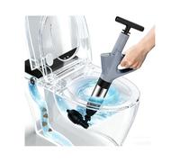 JDHUIOO High Pressure Toilet Plunger Kit - Heavy Duty Unblocker with 360° Rotating Head, Visual Barometer & 4 Replaceable Heads - Clog Remover for Toilet, Bath, Sink & Drain (Grey)