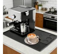 JDHUIOO Silicone Coffee Mat with Detachable Tamping Mat & Raised Edge, 22″x15″ Spill Proof Draining Coffee Mat for Countertop, Dish Drying Mat Fits Under Ninja/Breville Coffee Maker & Espresso Machine