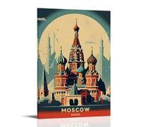 JDHUOXIAO Moscow Poster Wall Art Aesthetic Cover Poster Design Painting for Living Room Bed Room 24x36inch(60x90cm) Frame-style