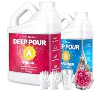 JDiction 5.6L Deep Pour Epoxy Resin, Crystal Clear, 2-4inch Pour Depth | Low Viscosity Bubble-Free UV Resistant Epoxy Resin Kit for River Tables, Flower Preservation, Casting, Art Crafts - 2:1 Mix