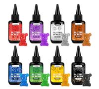 JDiction 8pcs Colored UV Resin Kit with Sparkling Effect, Hard Metallic UV Resin for Jewelry Making, Crafts and Decoration