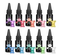 JDiction Coloured UV Resin, 10 Colors Pearlescent Colored UV Resin Kit, Low Odor & Minimal Bubbles UV Color Resin Starter Set for Jewelry Making, Casting, Coating, Crafts and Decoration -20g Each