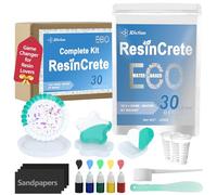 JDiction ResinCrete Kit, Complete Kit Easy for Beginners, Fast Curing, One Hour Demold, Includes Water-Based Eco-Friendly Powder, Molds, Paints & Brushes (1000g Classic Kit)