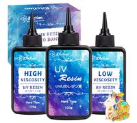 JDiction UV Resin Bundle - 300g Total - Regular, High Viscosity and Low Viscosity - Crystal Clear UV Resin for Jewelry Making, Doming, Coating, Detail Molds and Casting Resin Crafts
