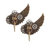 JDIEOQA 2pcs Steampunk Brooch, Gothic Brooch Badge Lapel Pin Steampunk Badge Pin for Backpack Collar Clips