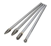 JDIEOQA 4pcs 1/4" Long Shank Tungsten Carbide Burr Set, 6mm Shank Die Grinder Burr Set for Woodworking Metal Carving Polishing Engraving Drilling