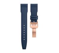 JDIME 20mm 21mm 22mm Nylon Canvas Leather Watchband For IWC SPITFIRE MARK 18 Portugieser Portofino Pilot IW3777 Wristband(BLUE rose buckle A,22MM)