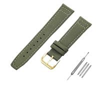 JDIME 20mm 21mm 22mm Nylon Canvas Watchband for IWC PILOT Portugal PORTOFINO Fabric Watch Strap Folding Buckle Cowhide Leather Belt(Army Green-gold,22mm)