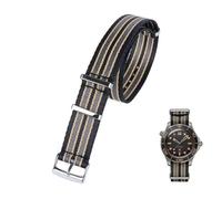 JDIME 20mm High Density Nylon Bracelet Soft For Omega Speedmaster 007 AT150 Aqua Terra Seatbelt Wristband Military Sport Retro Watchband For Seiko Strap Braid Belt(Black Brown)