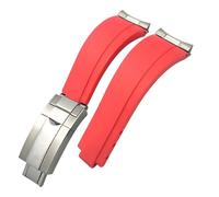 JDIME 20mm Rubber Short Buckle Watchband Fit For Rolex Daytona Submariner Role OYSTERFLEX Yacht Master Small Wrist Silicone Strap(Red,Gold Buckle Link)