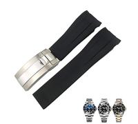 JDIME 21mm Silicone Rubber Watch Band Replacement for Role Rolex DEEPSEA Sea-Dweller 126660 Blue Black Diving Sport Strap Free Tools(Black,21mm)