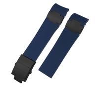 JDIME 22mm Silicone Rubber Watchbands Fit,For Ulysse Nardin Diver Silver Rose Gold Folding Buckle Black Blue Watch Strap(Blue Plain-02)